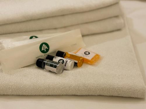 a couple of batteries sitting on top of a towel at Pineridge Hotel at Mall Road in Darjeeling