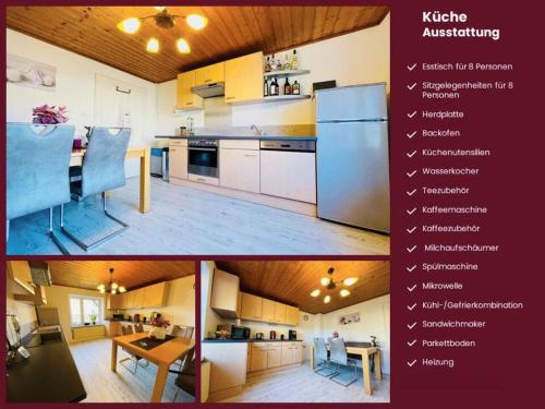 a collage of two pictures of a kitchen at Ferienwohnung Bosruckblick in Spital am Pyhrn
