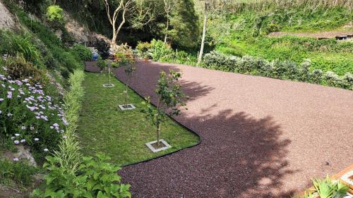 an overhead view of a garden with plants and flowers at Villa Elysium in Ginetes