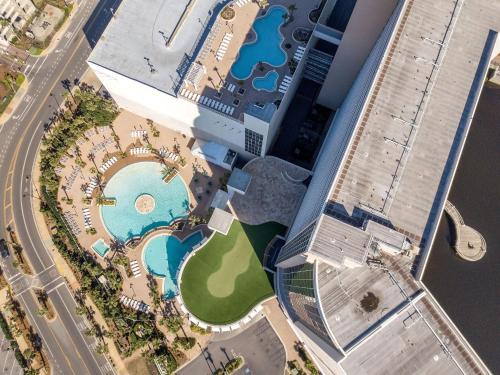 an overhead view of a resort with a pool at Laketown Wharf Condo beach view in Panama City Beach