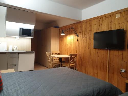 TV a/nebo společenská místnost v ubytování Apartment Studio Marilleva 1400 Sole Alto, Val di Sole