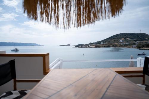 a view of the ocean from a table on a boat at Captain Zeppos in Pollonia