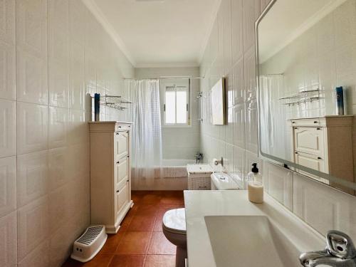 マサゴンにあるCasa FANDANGO Pinar y Marのトイレと洗面台を備えた白いバスルーム