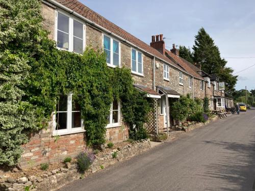 a row of houses with ivy on the side of a street at Traditional Country Cottage in Chew Magna