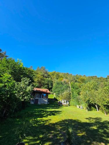 a house in the middle of a field with trees at Vikendica Šehić in Zavidovići