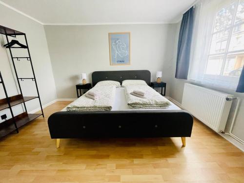 a bedroom with a large bed in a room at Fundis Apartment am Schloss in Bad Harzburg