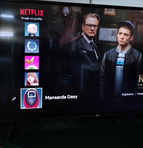 Una televisión o centro de entretenimiento en Mansarda DaSy