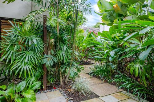 a garden with a bunch of trees and plants at SeaEden Port Douglas Apartments in Craiglie