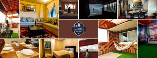 a collage of pictures of a living room and a house at Full apartment, with cinema in Riobamba