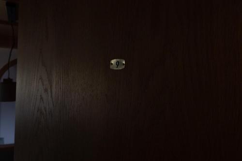 a door with a button on the side of it at Landhaus Perktold in Nesselwängle