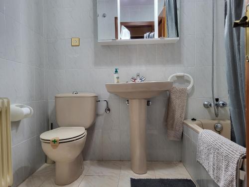バレンシア・デ・ドン・フアンにあるValencia de Don Juanのトイレと洗面台付きのバスルーム