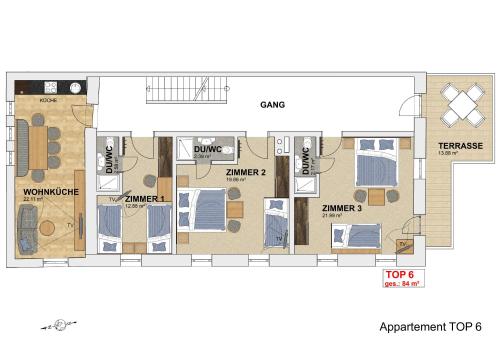 a floor plan of a house at Hotel Garni Schönblick in Sölden