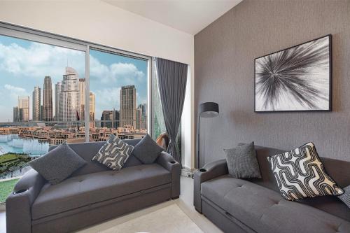Luxury Grande Suites by Hostiva - Full Burj Khalifa Viewにあるシーティングエリア