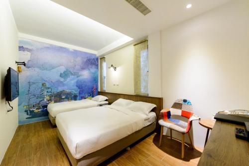 Una cama o camas en una habitación de 杰克山莊渡假大飯店