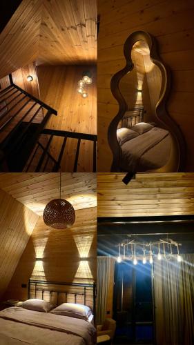 a room with a bed and a mirror on the wall at Mtis Racha in Oni
