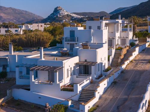 an aerial view of a row of white houses at Ianthi Boutique Guesthouses Skyros in Skiros