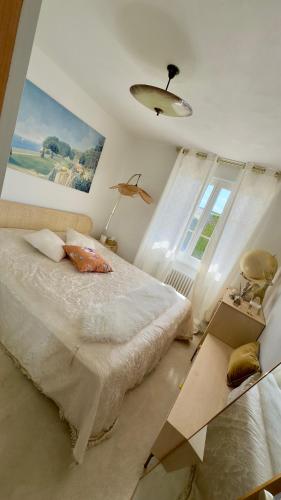 ein Schlafzimmer mit einem großen Bett und einem Fenster in der Unterkunft BB Opera in Belmont-sur-Lausanne