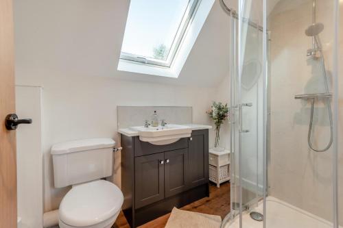 a bathroom with a toilet and a sink and a shower at 2 Bed in Blandford St. Mary oc-s33308 in Charlton Marshall