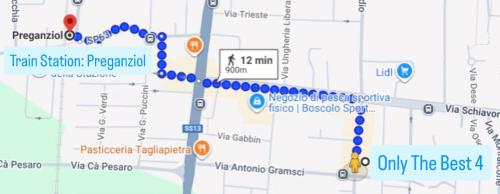 a map of the freeway with red circles at OTB Italia 4 - Dimora confortevole tra Venezia e Treviso con Terrazza in Preganziol