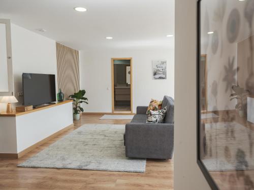 a living room with a couch and a tv at Dom Carlos Villa in Vila Nova de Gaia