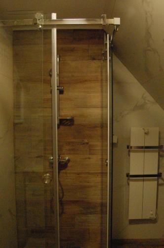 ズレニャニンにあるSnow Hill Kopaonikのトイレ付きのバスルームのガラス製シャワー