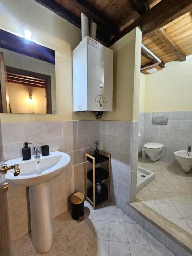 a bathroom with a sink and a toilet at Casa del Podestà - Montopoli Val d'Arno in Montopoli in Val dʼArno