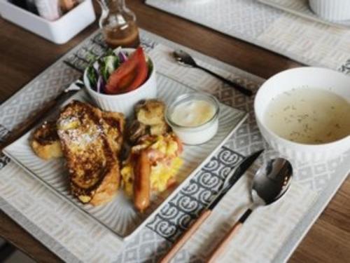 a plate of food on a table with a cup of coffee at RONENAI BASE - Vacation STAY 87913v in Shibinai