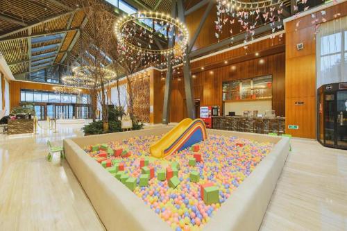 a large ball pit in a building with a pool of balls at Deefly Yinrun Town Hotel in Deqing