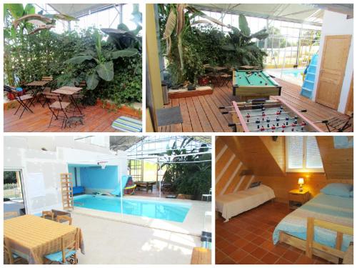 a collage of pictures of a pool and a house at Au Paradis des 4 Saisons in Héric