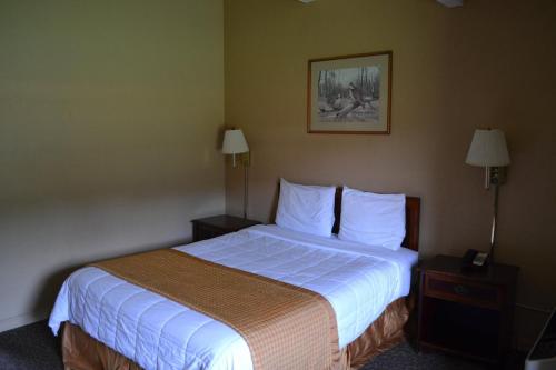 a hotel room with a bed and two night stands at Americas Best Value Inn Smithfield in Smithfield