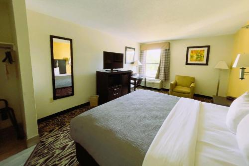 a hotel room with a large bed and a desk at Quality Inn & Suites Clemmons I-40 in Clemmons
