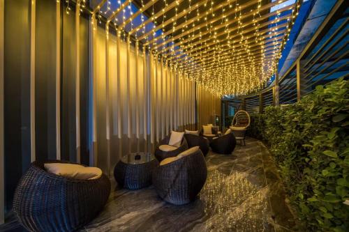 Ruang duduk di Ruilan Courtyard-Cloud City View Light Hotel Guangzhou Panyu Branch