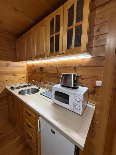 Η κουζίνα ή μικρή κουζίνα στο Alpine ski chalet Borovets with sauna