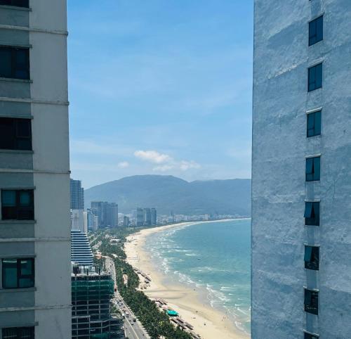 a view of the beach from a building at My Khe Beach-My An Son Tra Da Nang-ANV APT in Da Nang