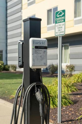 a pay meter on the side of a street at Fairfield Inn & Suites by Marriott Towanda Wysox in Towanda