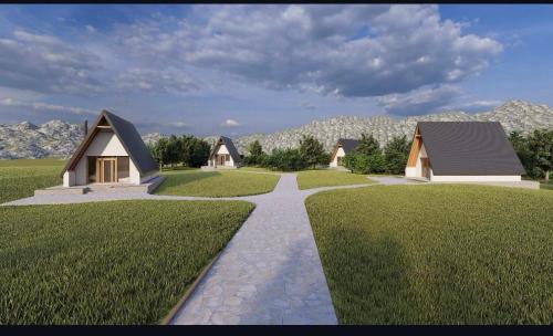 Nespecifikovaný výhled na hory nebo výhled na hory při pohledu z prázdninového areálu