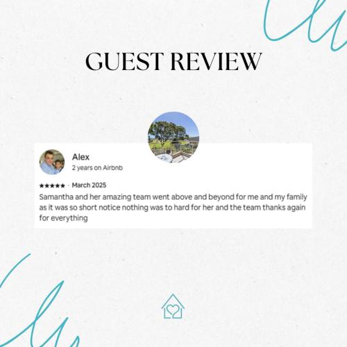 a screenshot of a guest review screen with a guest text box at Family Escape Walk To Beach Park Views in Mandurah