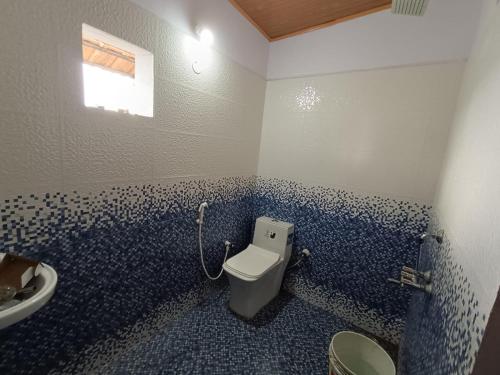 a bathroom with a toilet and a sink at Jishi Homestay in Madikeri