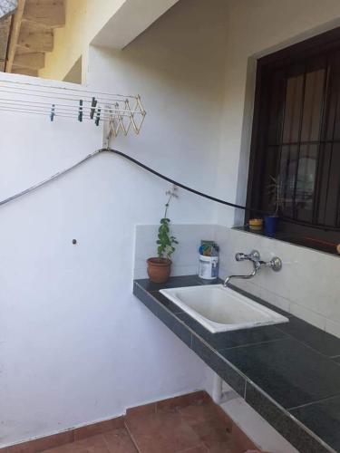 a bathroom with a sink and a plant on a counter at CERCA DEL MAR - Costa Azul in Costa Azul