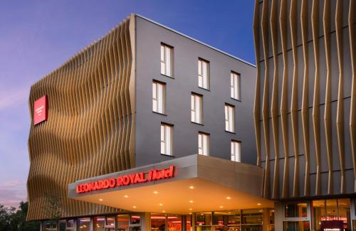 a building with a sign that readsendowment hotel at Leonardo Royal Hotel Cologne Bonn Airport in Cologne