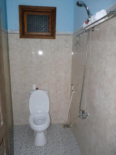 a bathroom with a toilet and a shower at Cham Island Smiles Homestay in Tân Hiệp