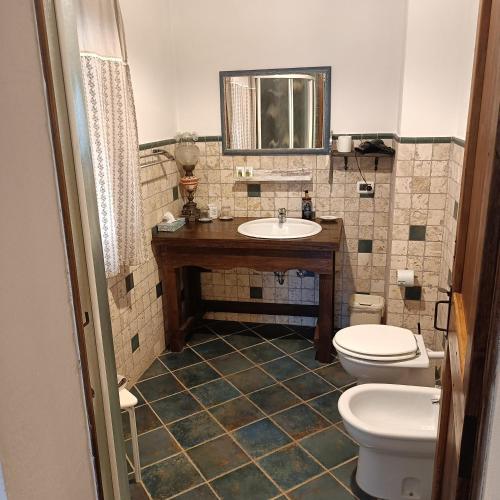 a bathroom with a sink and a toilet at Casale la Decima in Budrio