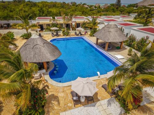 an aerial view of the pool at the resort at The Bali Resort Zanzibar in Pingwe