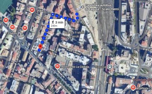 a map of a city with red dots at Gli Iblei di Montalbano in Ragusa