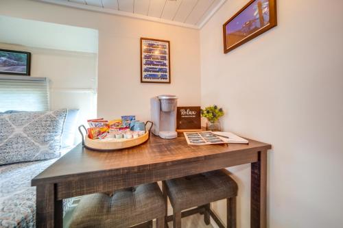 a table in a bedroom with a blender on it at Choo Choo Blue, Converted Railcar in DuBois! in Adrian Furnace