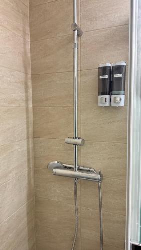 a shower in a bathroom with a shower at Studio cosy aux portes de Geneve in Ferney-Voltaire