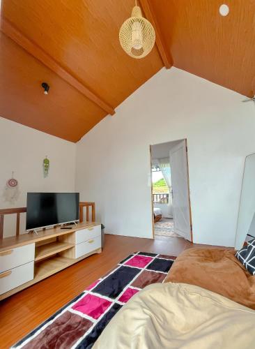 TV a/nebo společenská místnost v ubytování Villa with mountain and plantation views