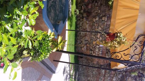 a fence next to a tree with plants on it at Villa Paris in Hisarya