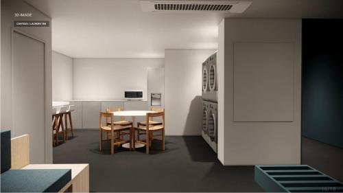 - Cocina con mesa y sillas en MORF Stay, en Seúl