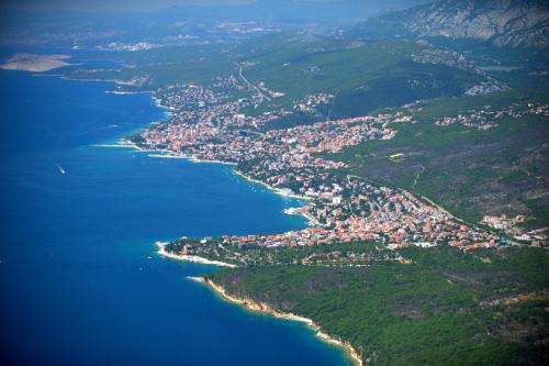 an aerial view of a town next to the water at Apartment Ksenija in Crikvenica